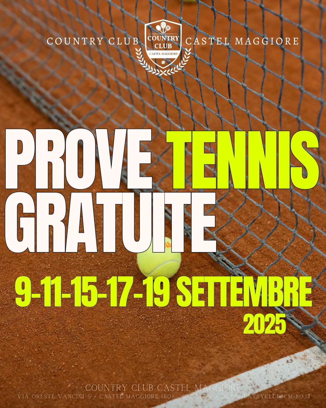 Corsi Adulti Tennis 2025/2026 - Country Club Castel Maggiore