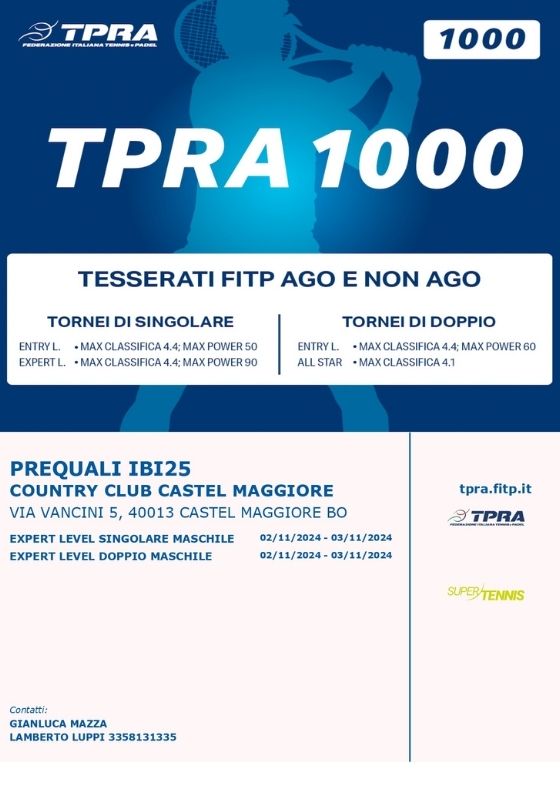 TPRA TENNIS 1000 - Country Club Castel Maggiore