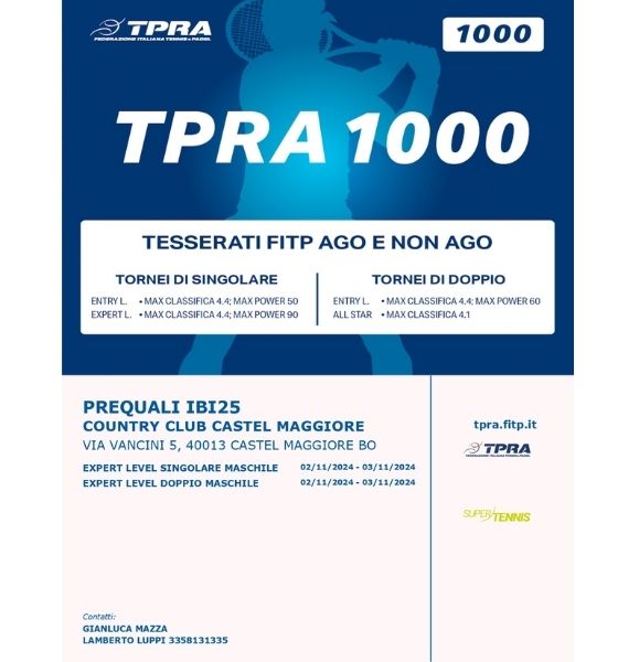 TPRA TENNIS 1000 - Country Club Castel Maggiore