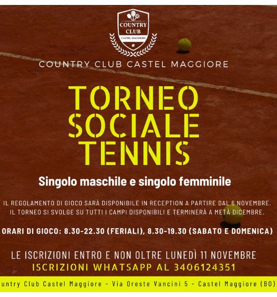 Torneo Sociale Tennis - Country Club Castel Maggiore