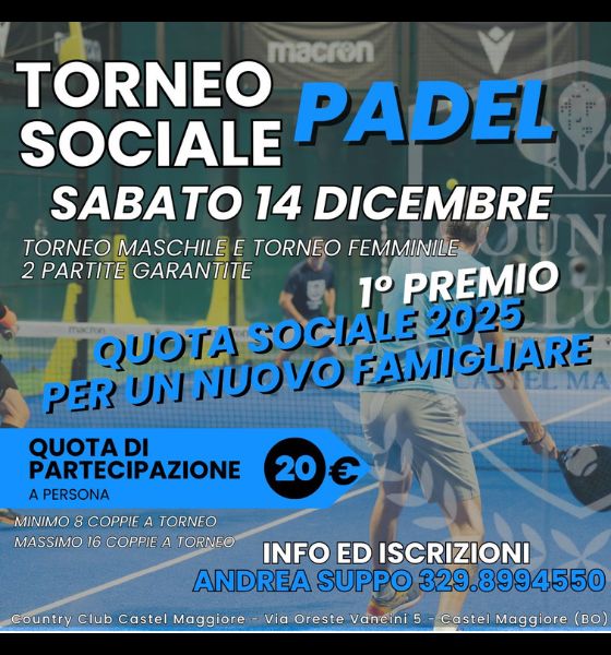 Torneo Sociale Padel 2024 - Country Club Castel Maggiore