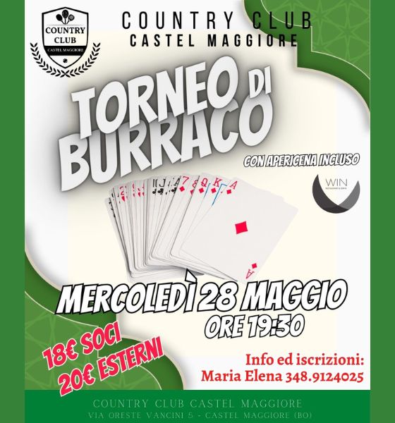 Torneo di Burraco 28/5 - Country Club Castel Maggiore