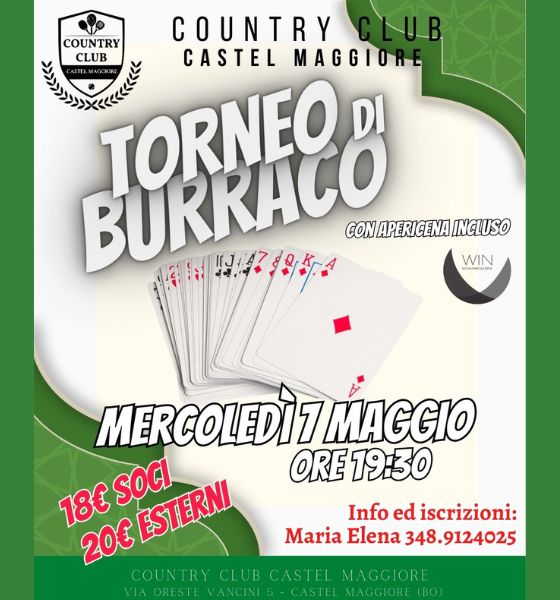Torneo Burraco 7 maggio - Country Club Castel Maggiore