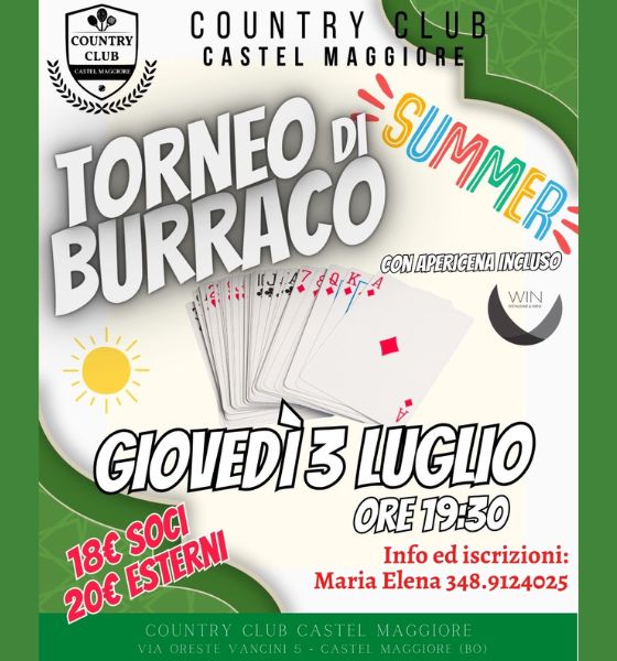 𝐓𝐨𝐫𝐧𝐞𝐨 𝐝𝐢 𝐁𝐮𝐫𝐫𝐚𝐜𝐨 SUMMER EDITION!! - Country Club Castel Maggiore