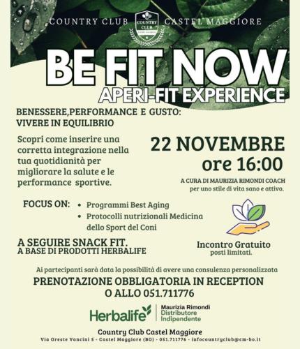 Locandina BE FIT NOW - Country Club Castel Maggiore